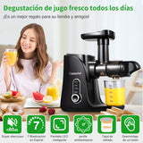 AMZCHEF Slow Masticating Juicer GM3001 Cold Press Juicer with 2 Speed for Soft/Hard Mode LED Display, 2 Travel bottles(500ML)