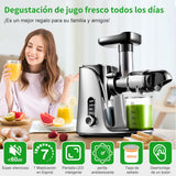 Amzchef GM3001 Masticating Juicer 500ml 2 Speeds for Soft/Hard Mode 60db Quiet Operation LED Display Anti-Oxidation Slow Juicer