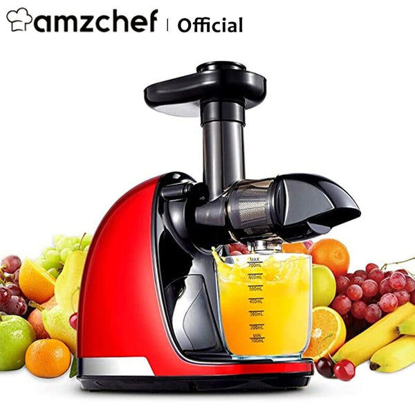 Amzchef Masticating Juicer ZM1501 BPA-free Quiet Motor Reversing Function Slow Juicer For Vegetables Fruits with Cleaning Brush