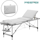 Meerveil Portable Massage Table Folding Therapy Bed Lightweight Massage Table 3/2 Zones with Height-Adjustable Aluminium Feet