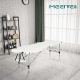 Meerveil Portable Massage Table Folding Therapy Bed Lightweight Massage Table 3/2 Zones with Height-Adjustable Aluminium Feet