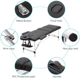 Meerveil Portable Massage Table Folding Therapy Bed Lightweight Massage Table 3/2 Zones with Height-Adjustable Aluminium Feet