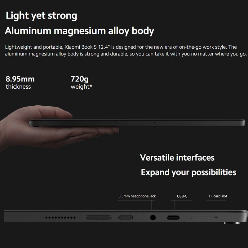 NEW Xiaomi Book S 12.4&quot;  laptop Global Version 2-in-1 Xiaomi Notebook Windows 11 Snapdragon 8cx Gen 2 Octa-core Laptops computer